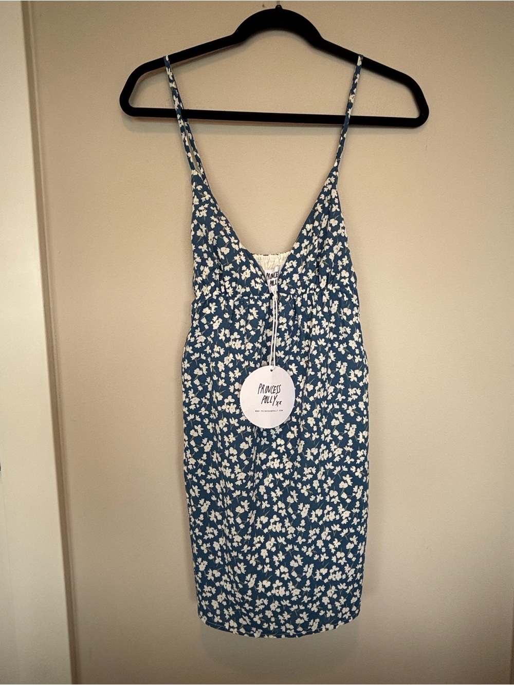 Princess Polly Blue Floral Midi Dress with Spaghetti Straps